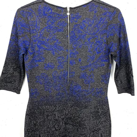 D. Exterior Womens Jacquard Bodycon Dress Poly Viscose Black Blue Size Small - Picture 11 of 11